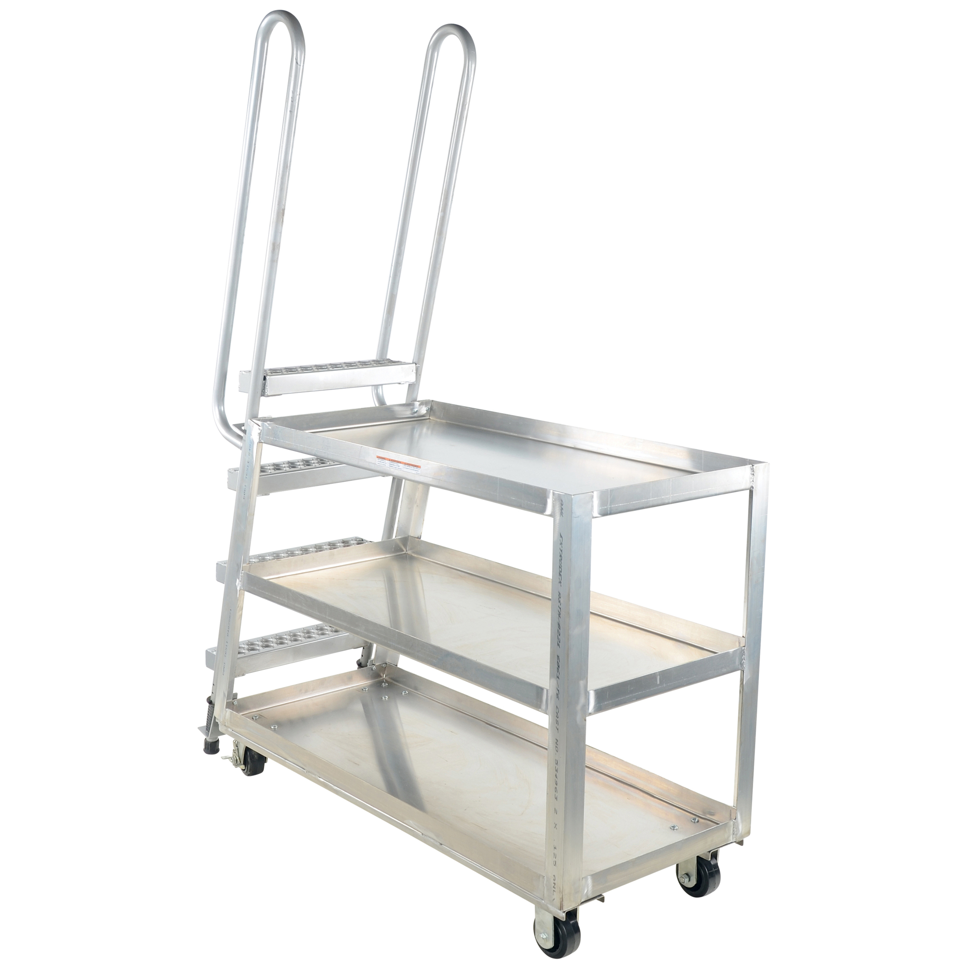 Vestil Hi-Duty Stock Picker Truck with Ladder - 500-Lb. Capacity, 3 Shelves, Non-Skid Steps, Model# SPA-HD-2252